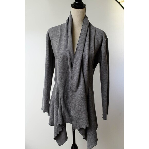 Flutter Squeak Gray open cardigan asymmetrical M womens *stain - Picture 4 of 10